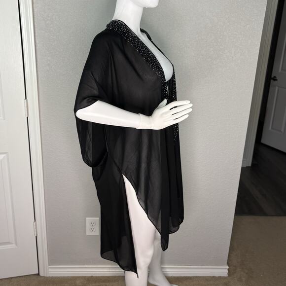 NWT Sheer Kimono Cover Up Embellished Womens Whimsigoth Witchy Gothic Black OS - Picture 3 of 5